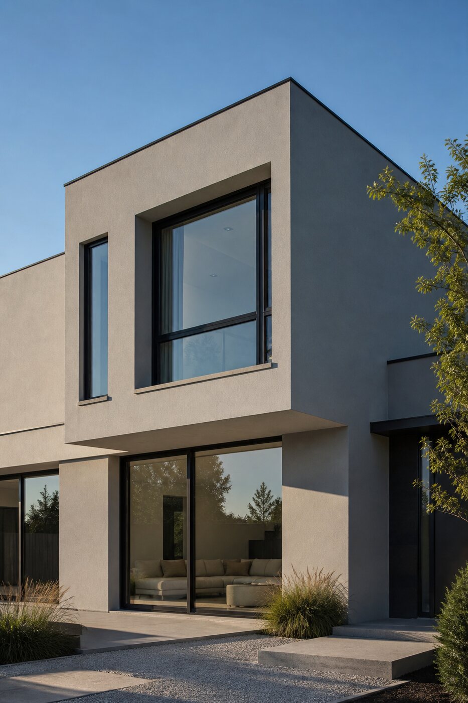 Maison contemporaine à Strasbourg dont la façade en enduit lisse a été rénovée par Kaya Peinture.
